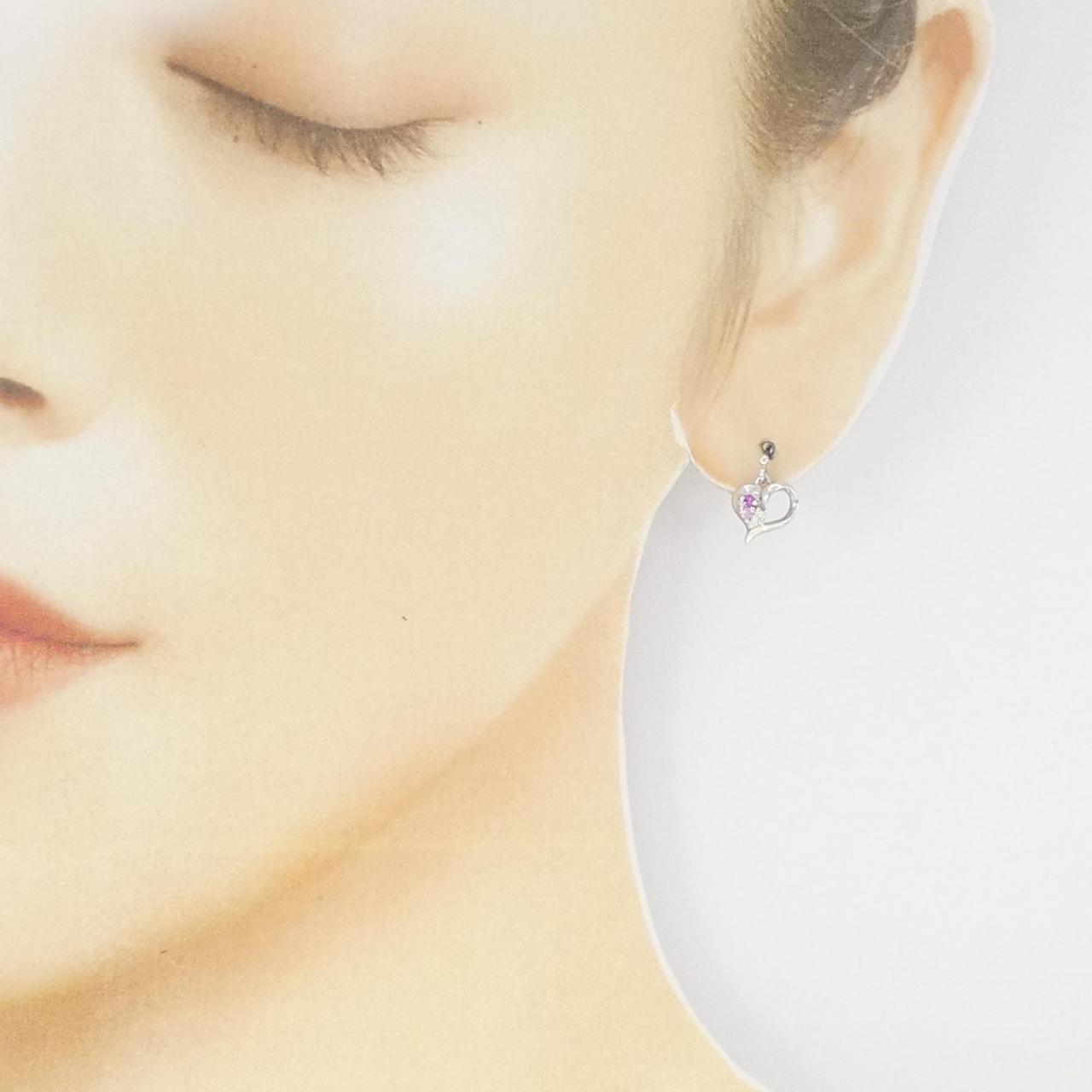 K10WG Heart Sapphire Earrings 0.08CT