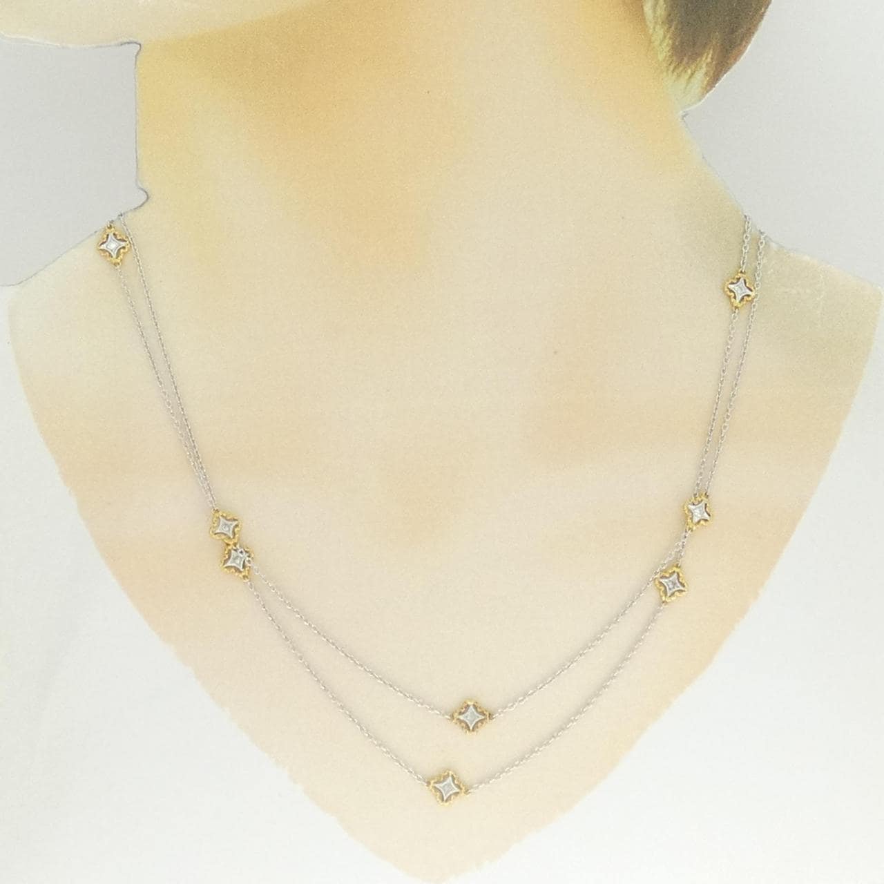 K18WG/K18YG ダイヤモンド ネックレス 0.22CT