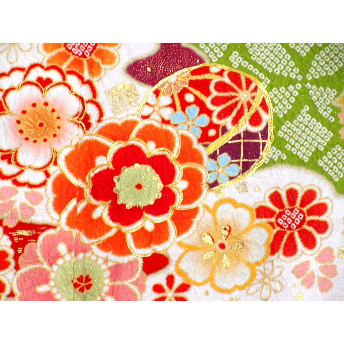 振袖　友禅金彩加工　刺繍入り絞り入り