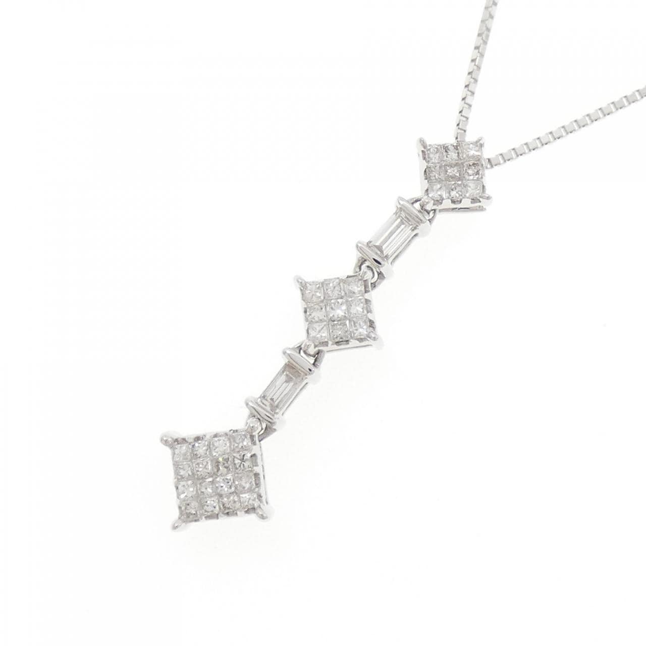 K18WG パヴェ ダイヤモンド ネックレス 0.50CT