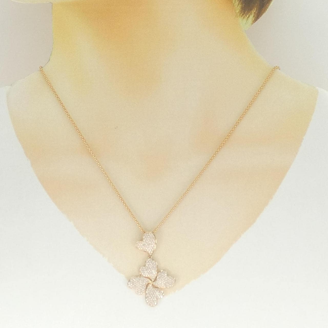 750PG/K18PG ハート ダイヤモンド ネックレス 1.55CT