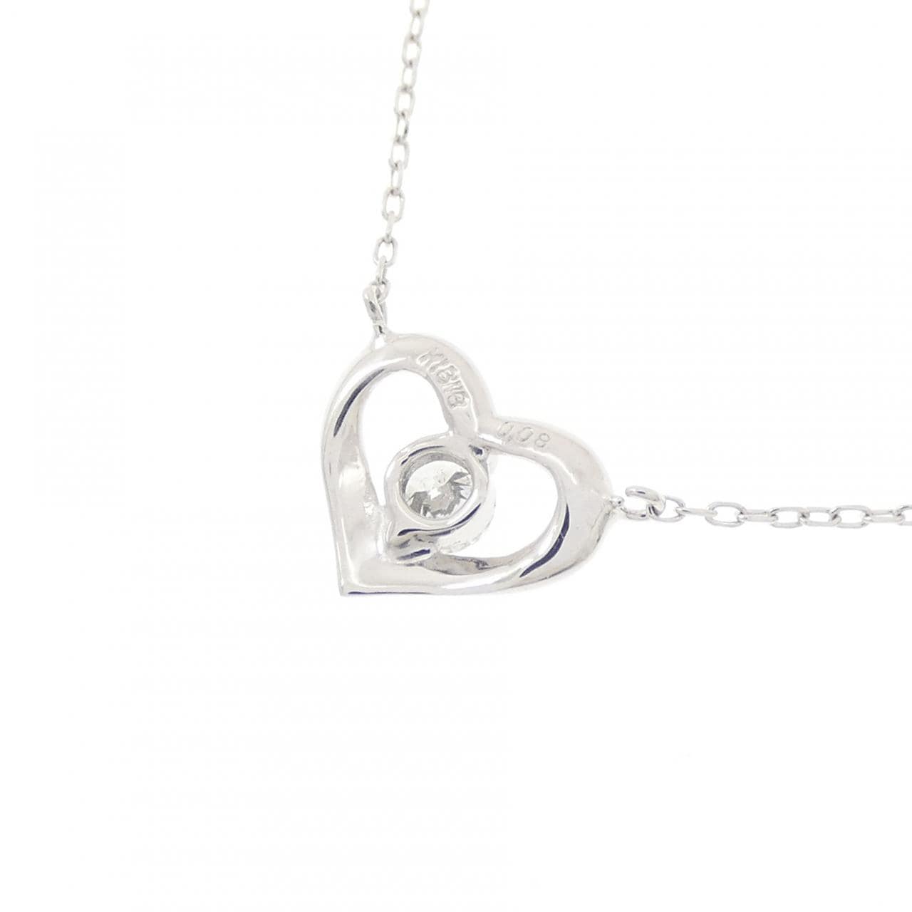 K18WG ハート ダイヤモンド ネックレス 0.08CT