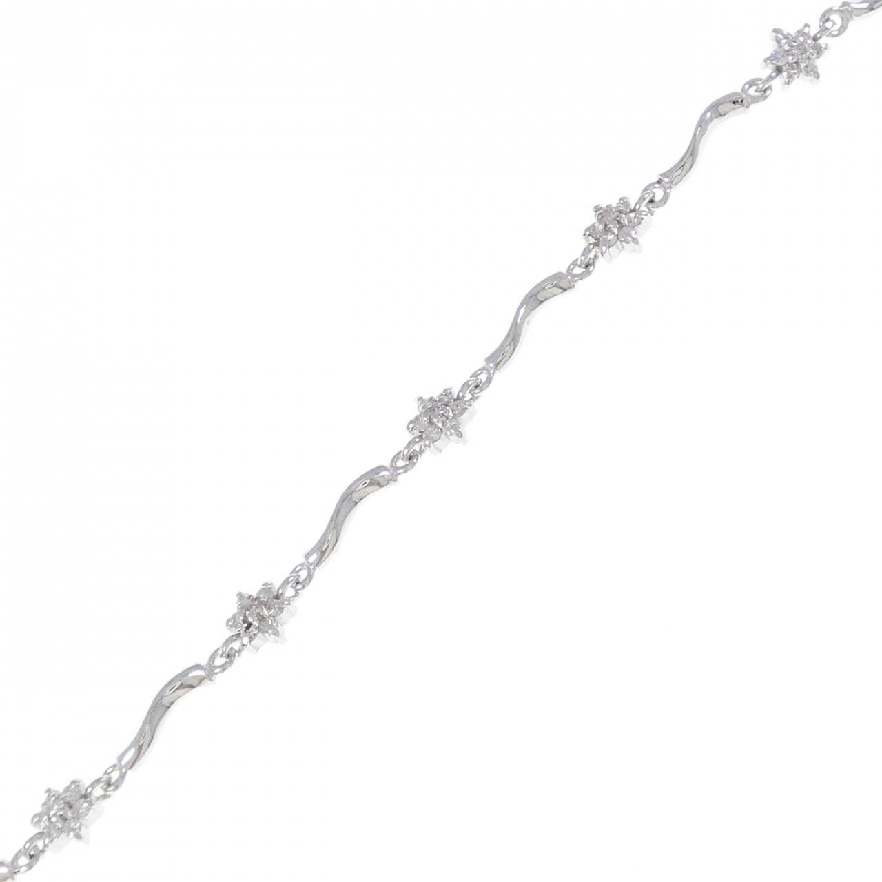 K14WG フラワー ダイヤモンド ブレスレット 0.40CT
