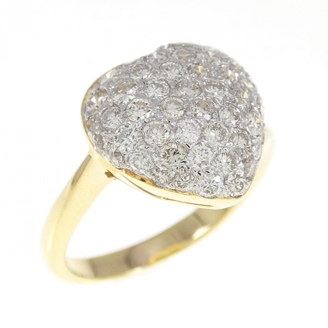 750YG/750WG Heart Pave Diamond Ring 1.06CT