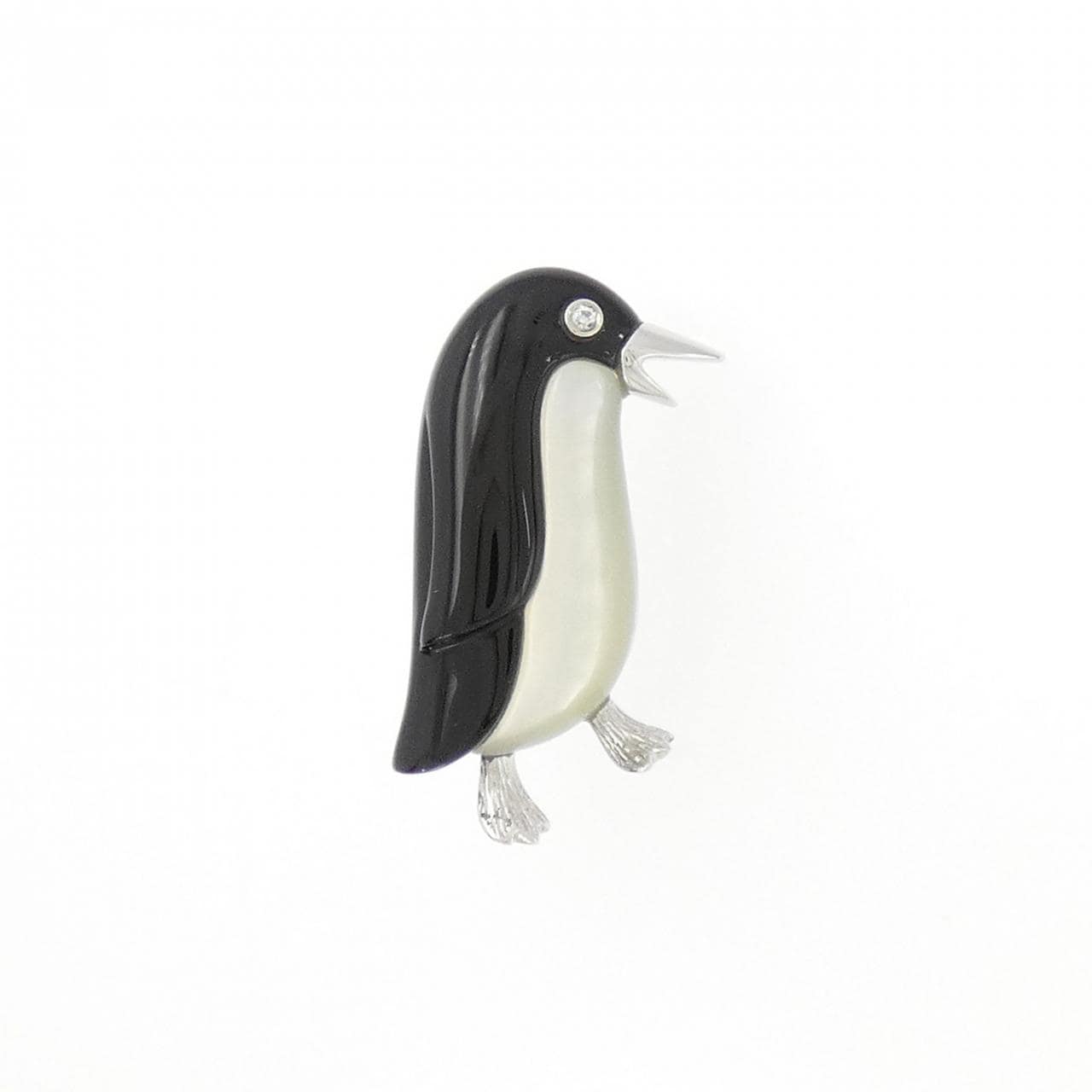 K18WG Penguin Color Stone Brooch