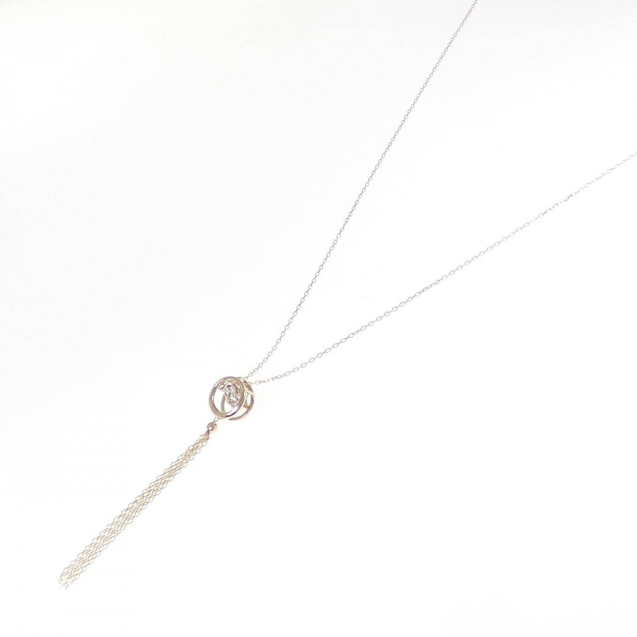 K18PG フラワー ダイヤモンド ネックレス 0.30CT