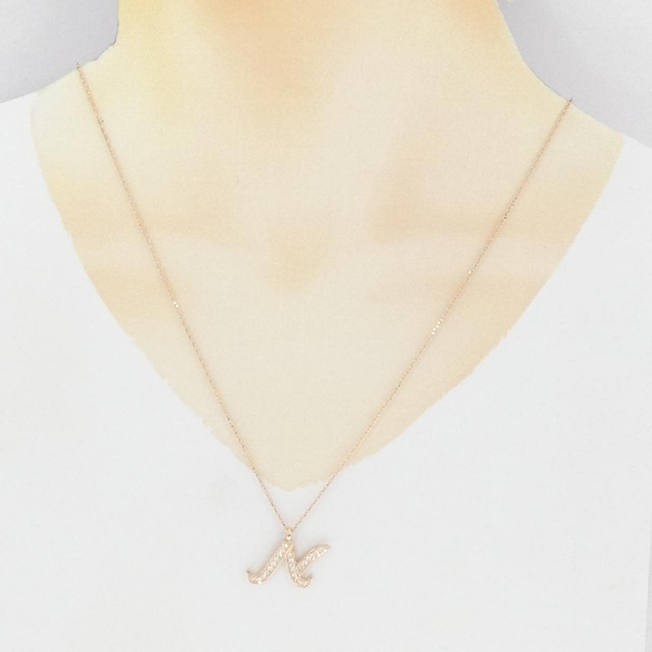 K18PG イニシャルN ダイヤモンド ネックレス 0.31CT
