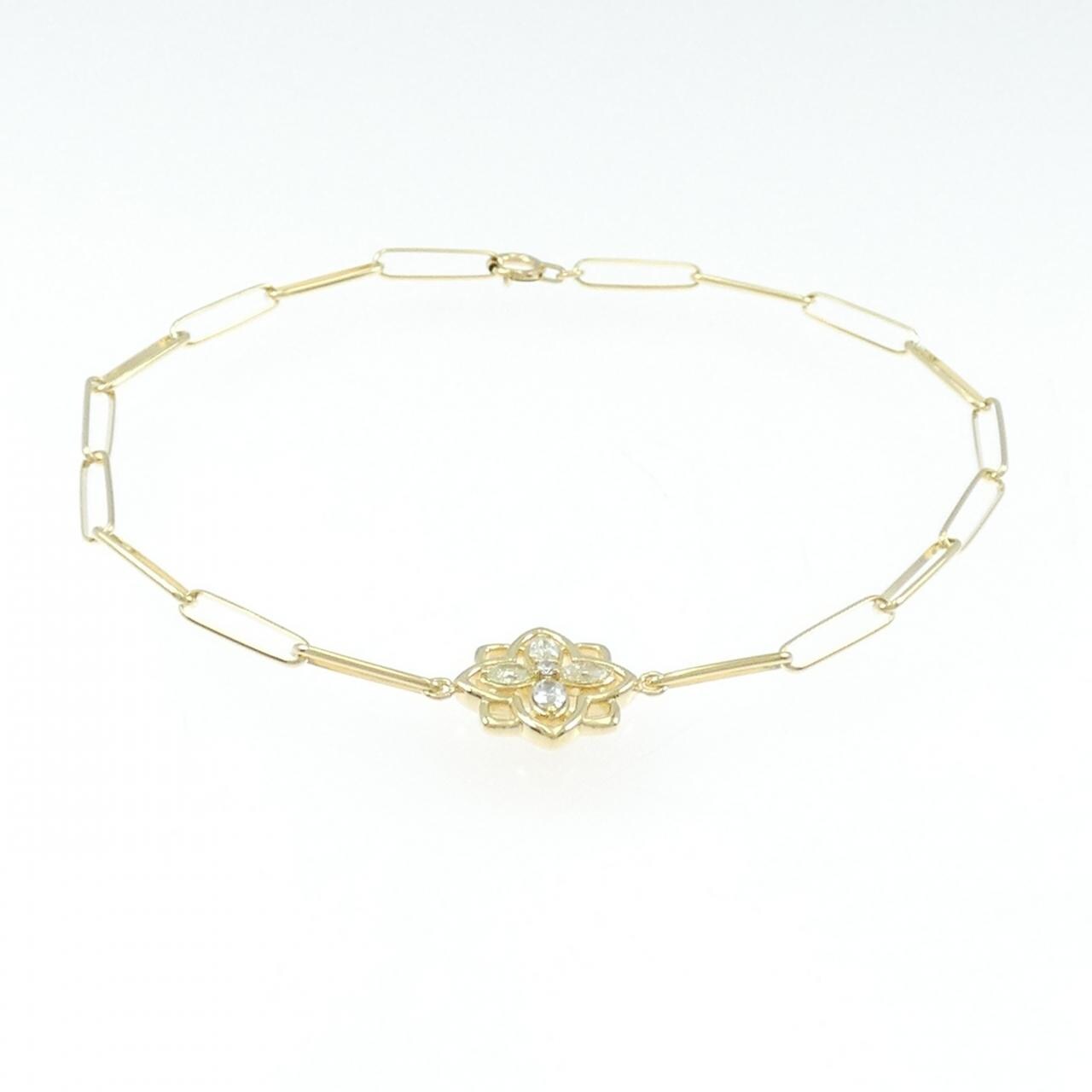 【新品】K18YG フラワー ダイヤモンド ブレスレット 0.22CT