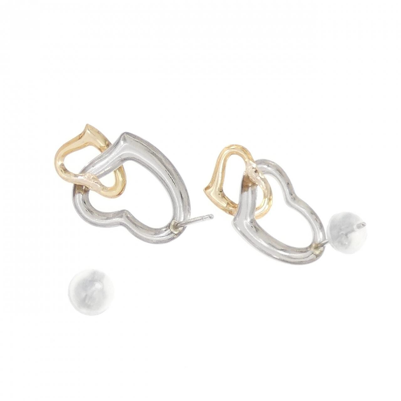 【新品】K18YG/PT900 心形耳环