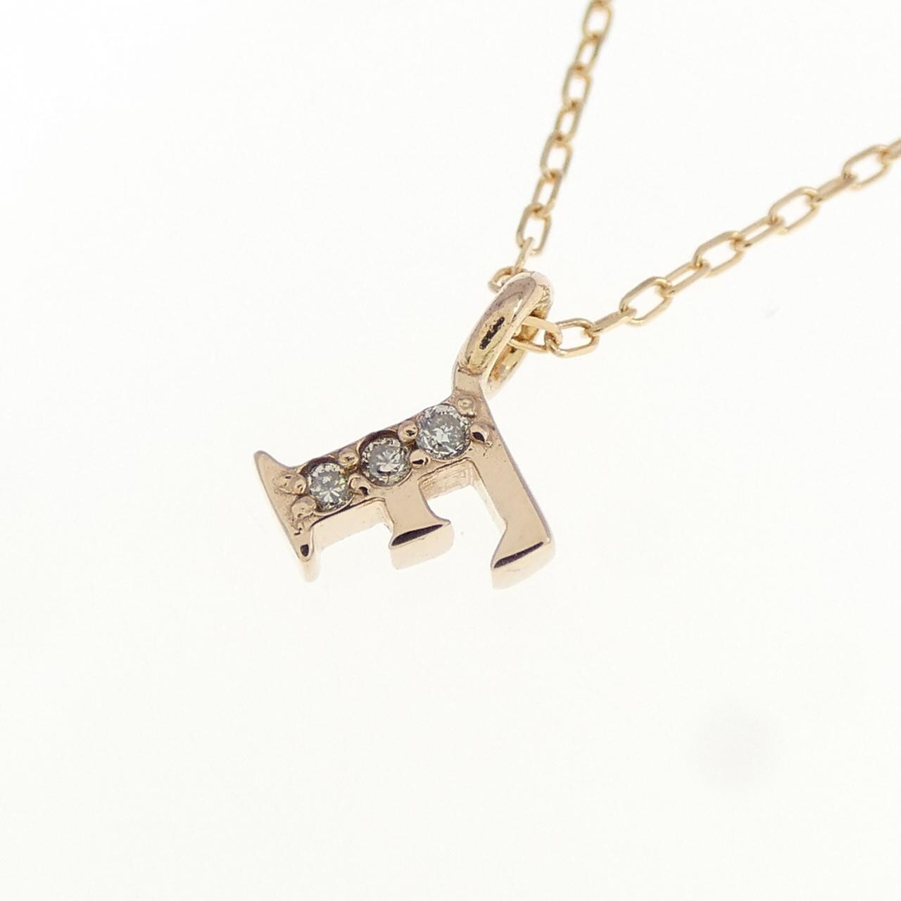 K18PG イニシャルF ダイヤモンド ネックレス 0.01CT