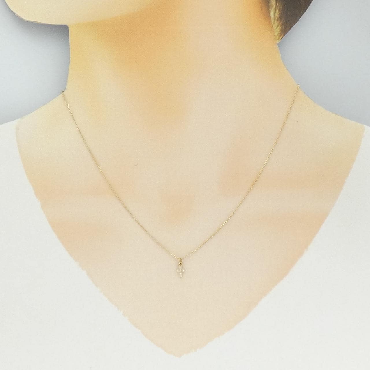 K10PG クロス ダイヤモンド ネックレス 0.033CT