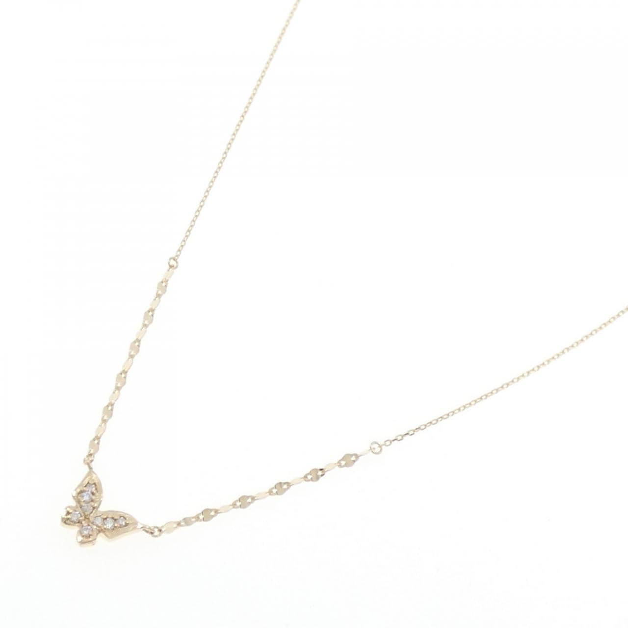 K10YG バタフライ ダイヤモンド ネックレス 0.04CT