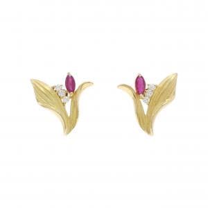 K18YG ルビー ピアス 0.41CT