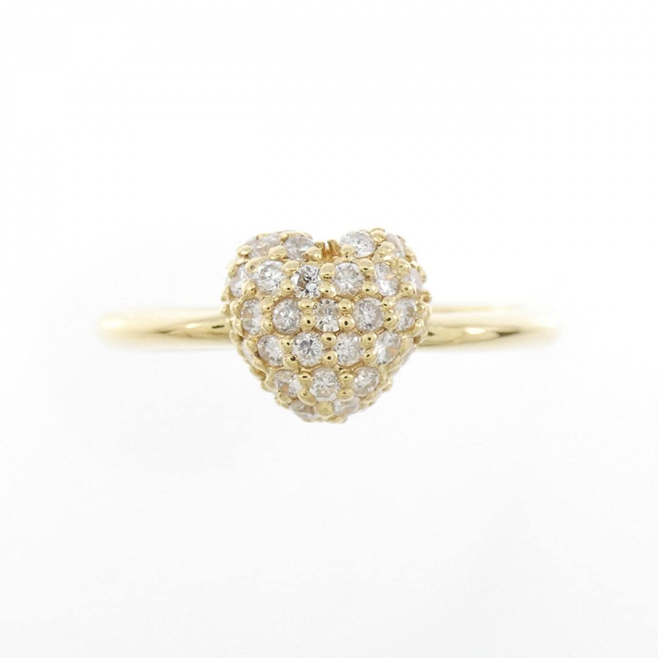 K18YG ハート パヴェ ダイヤモンド リング 0.30CT