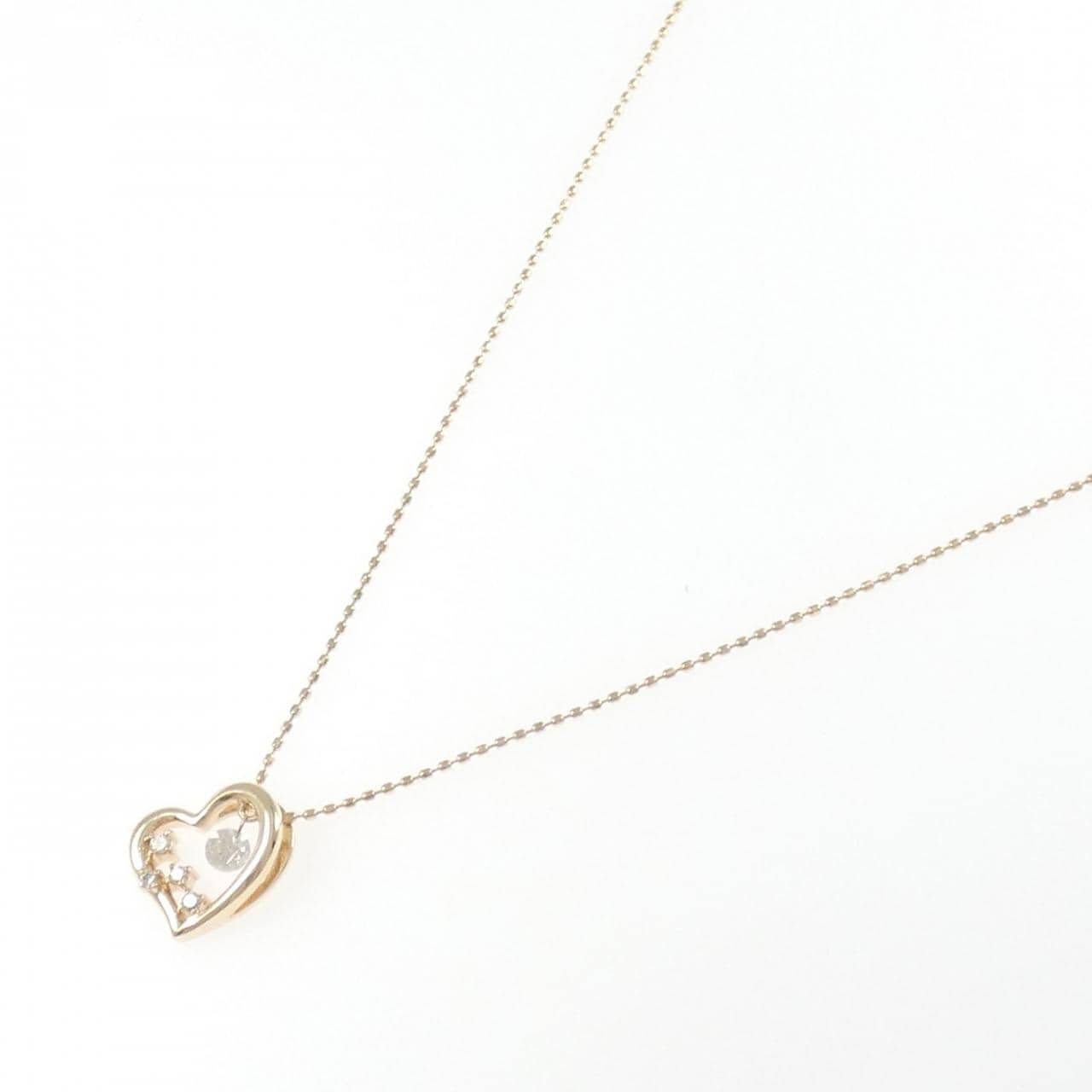 K10PG ハート ダイヤモンド ネックレス 0.14CT
