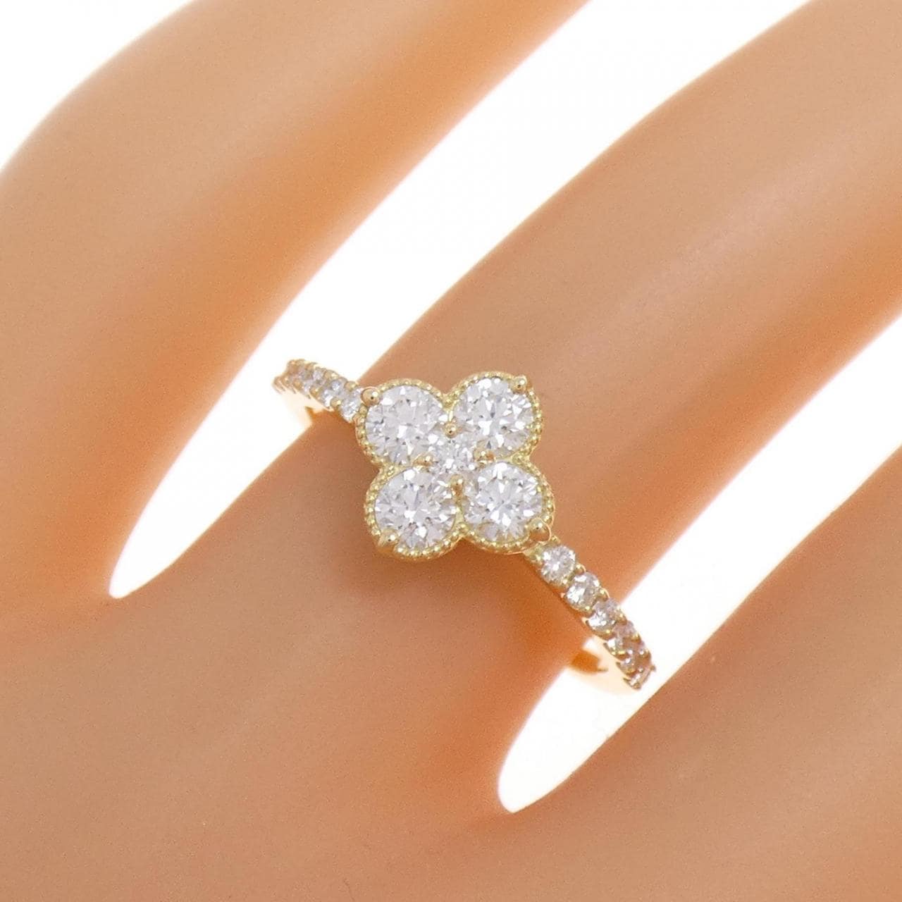 [新品] K18YG花朵钻石戒指0.511CT
