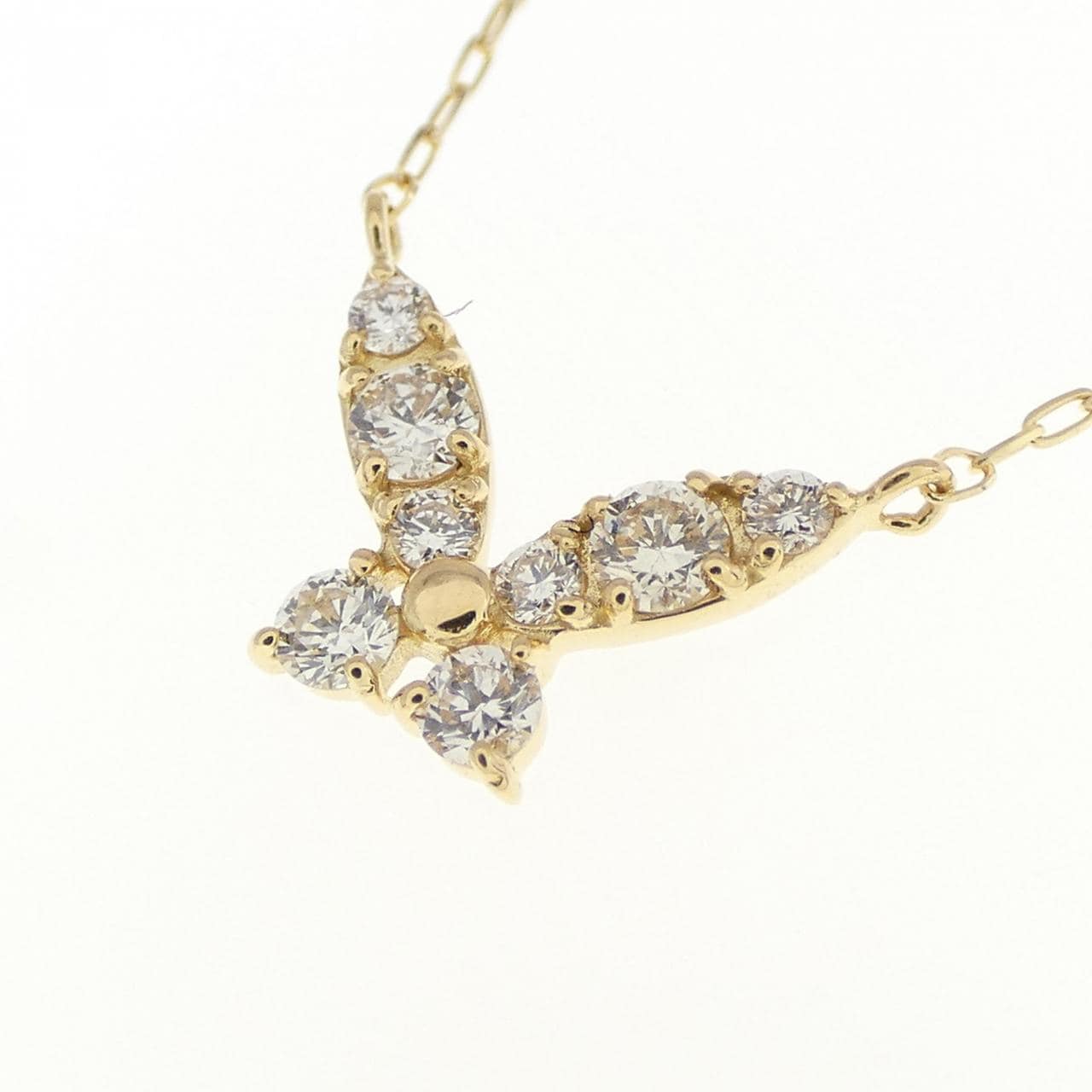 [BRAND NEW] K18YG Butterfly Diamond Necklace 0.15CT