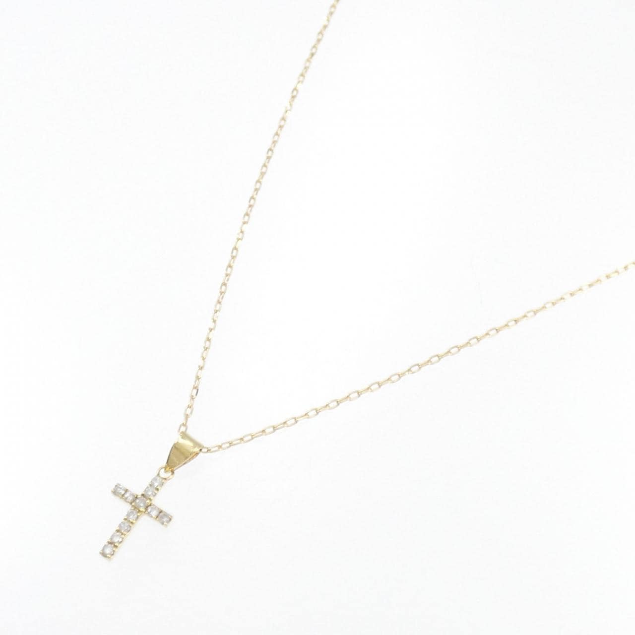 K18YG Cross Diamond Necklace 0.11CT