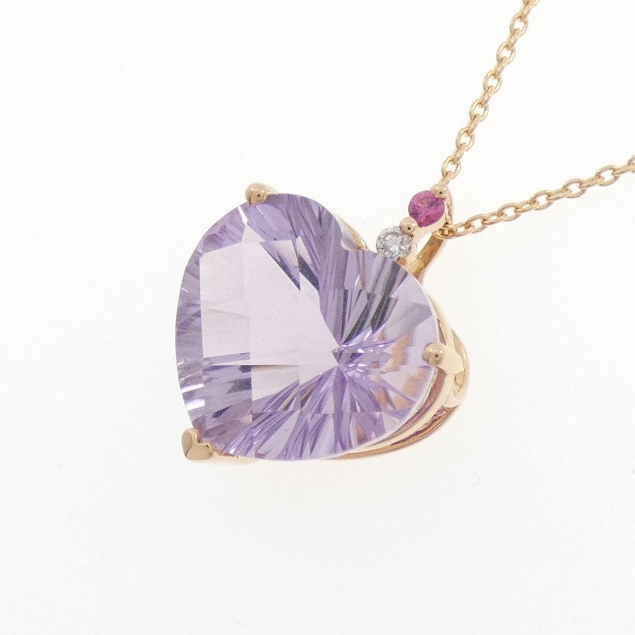K18PG ハート アメジスト ネックレス 4.40CT