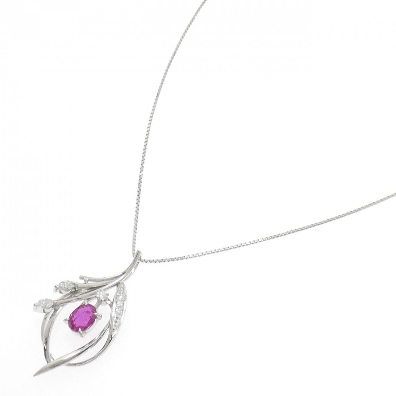 PT900/PT850 ルビー ネックレス 0.78CT