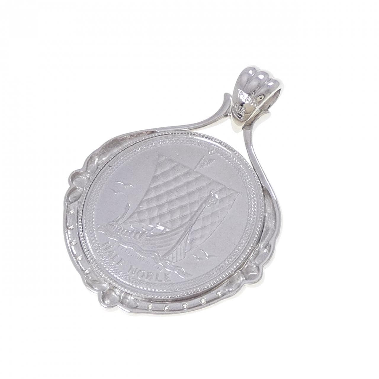 PT850(枠) ダイヤモンド コイン ペンダント 0.12CT