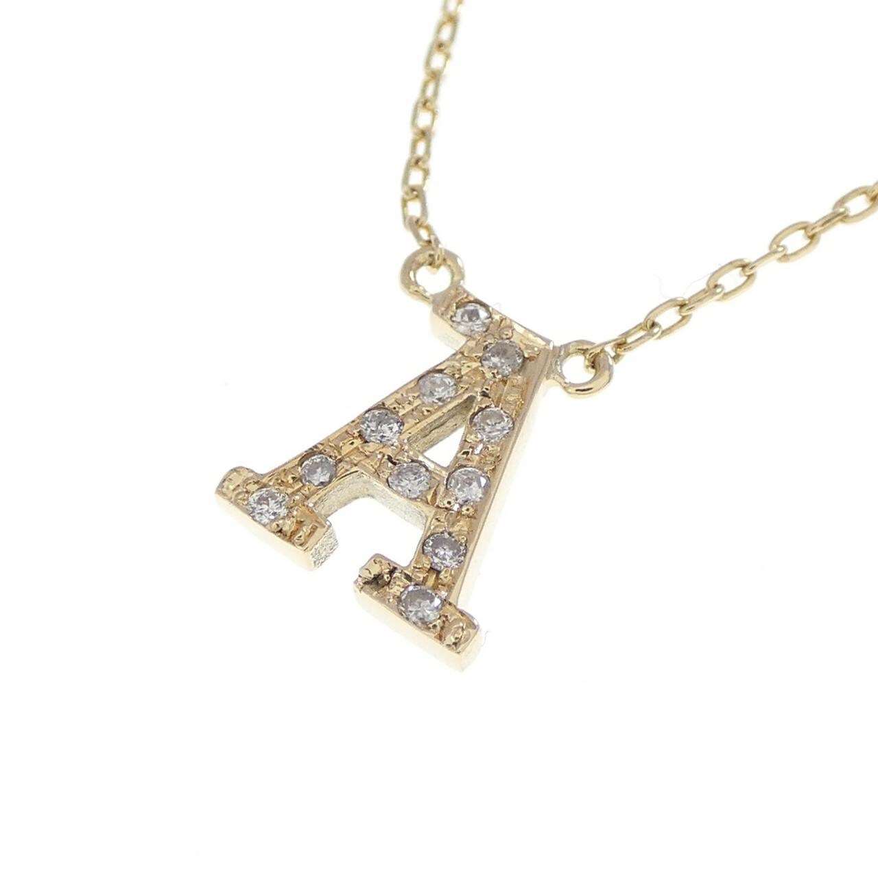 K10YG 字母 A钻石项链 0.05克拉