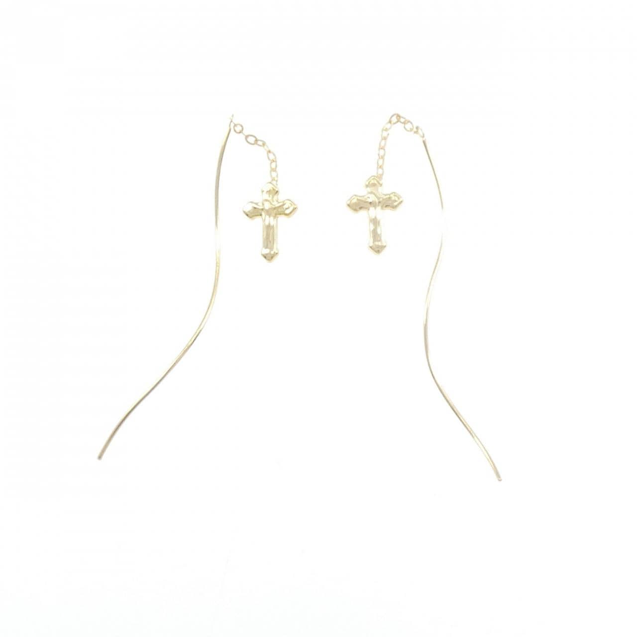 750YG クロス ピアス