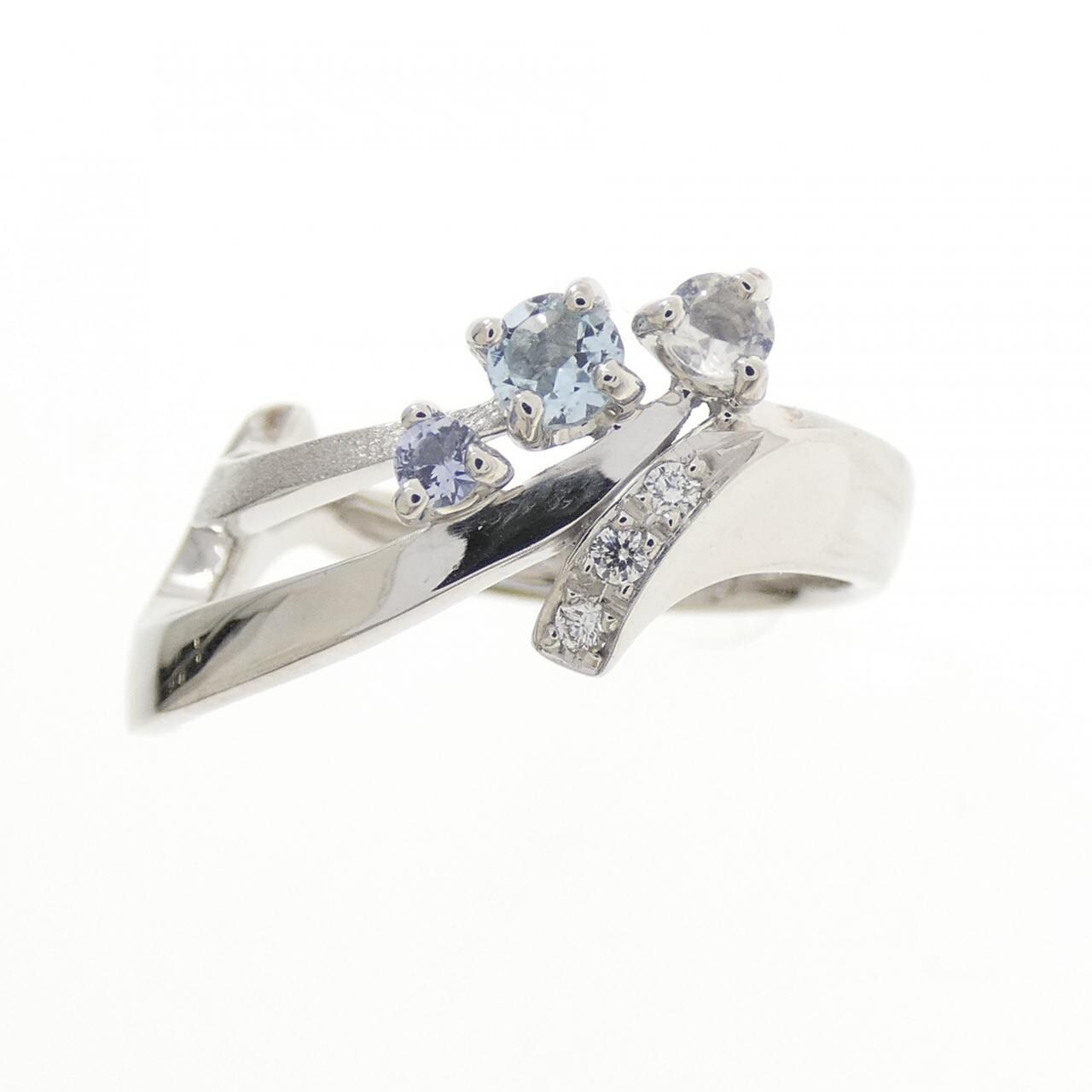 K18WG カラーストーン リング