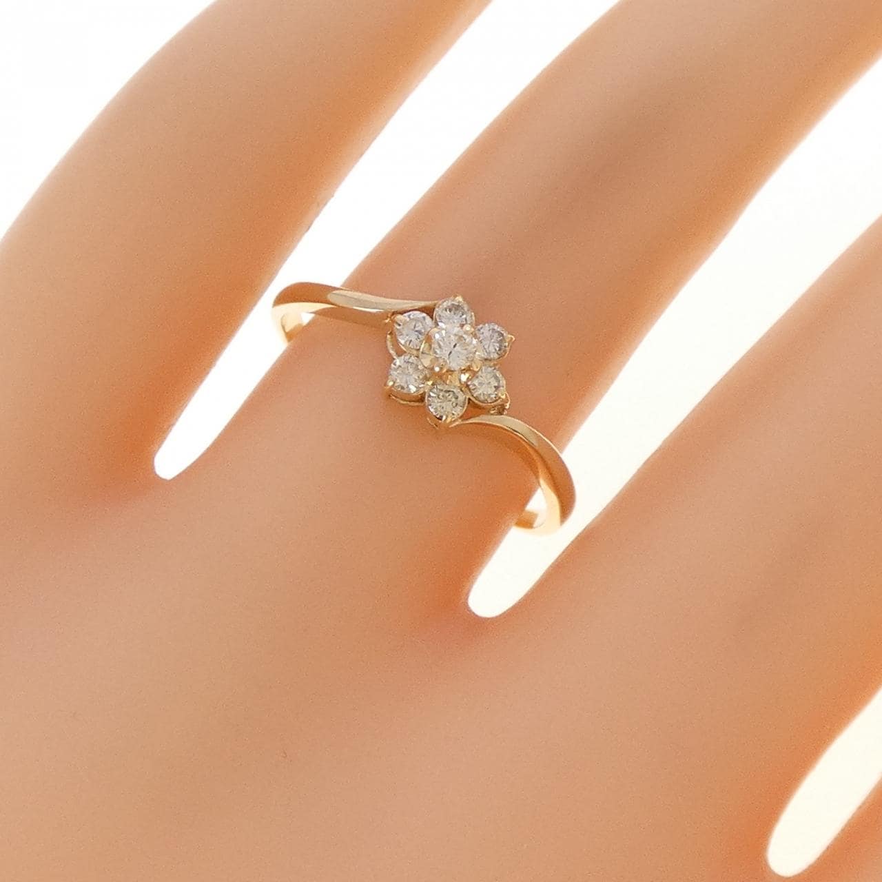 K18YG フラワー ダイヤモンド リング 0.20CT