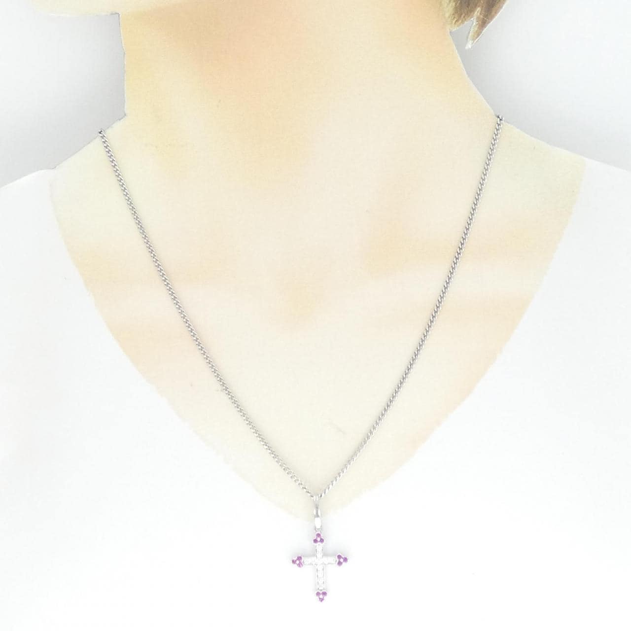 Cartier-Symbol-Cross-Pink-Sapphire-Necklace-K18-Rose-Gold – dct-ep_vintage  luxury Store