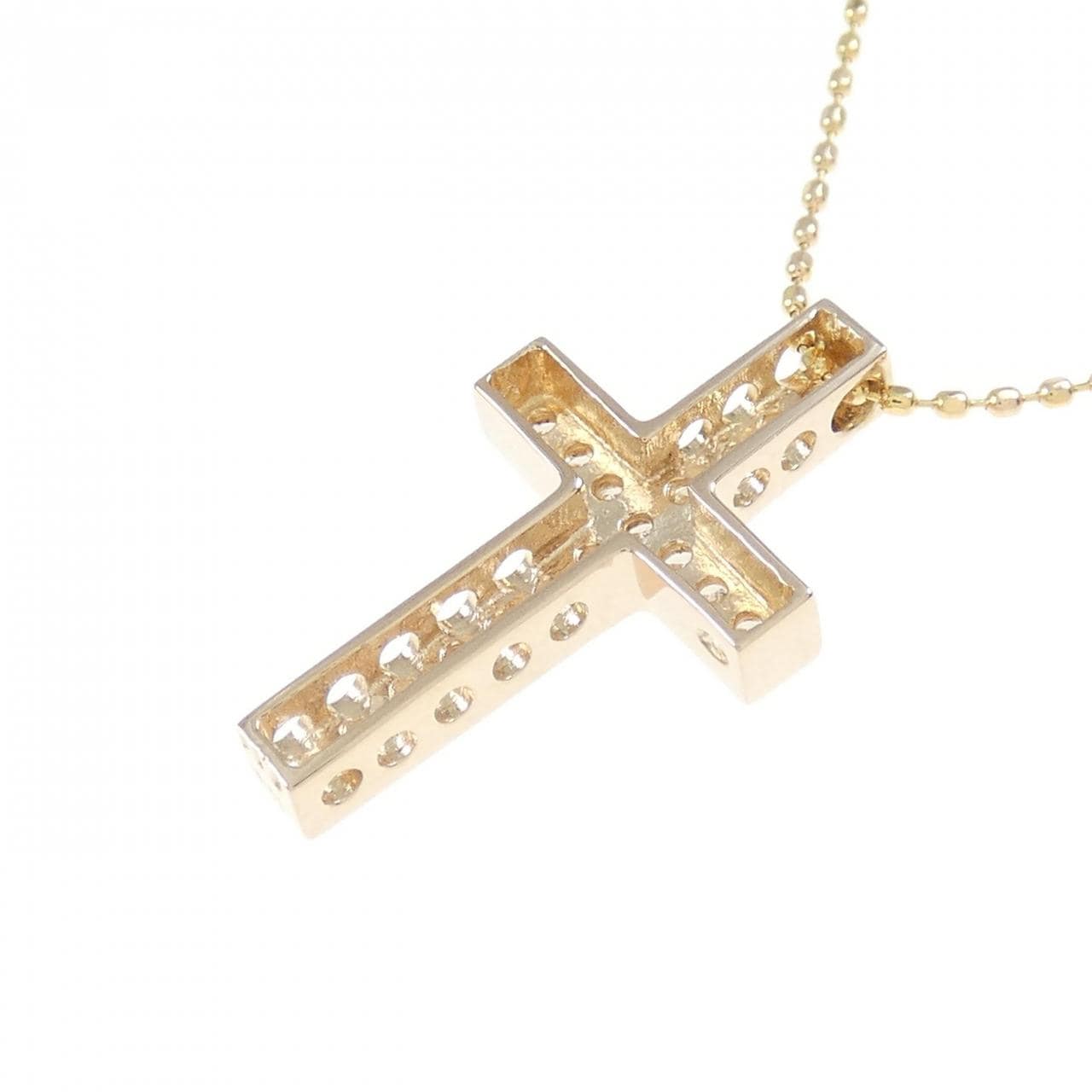 K18PG クロス ダイヤモンド ネックレス 0.18CT