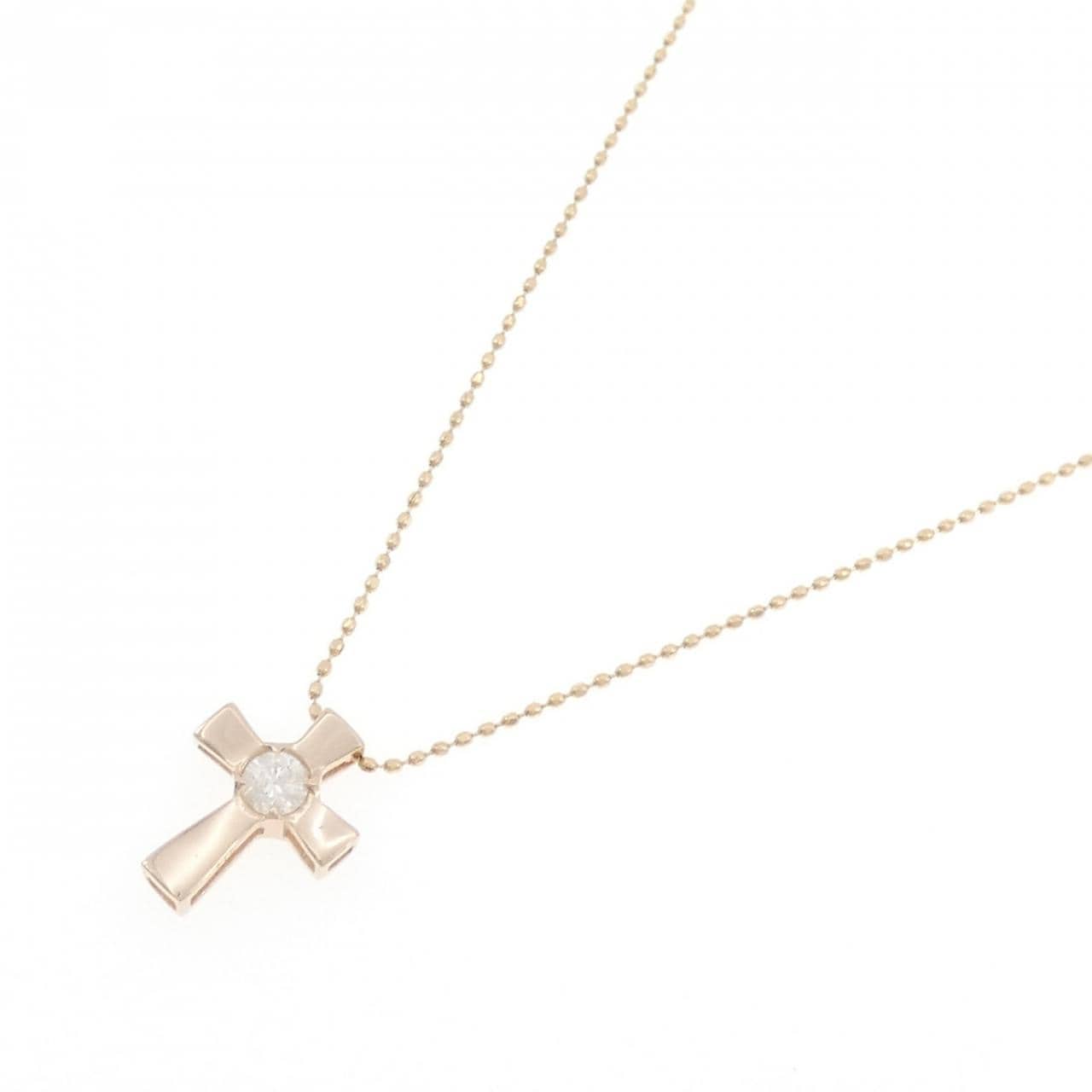 K18PG/K18YG クロス ダイヤモンド ネックレス 0.15CT