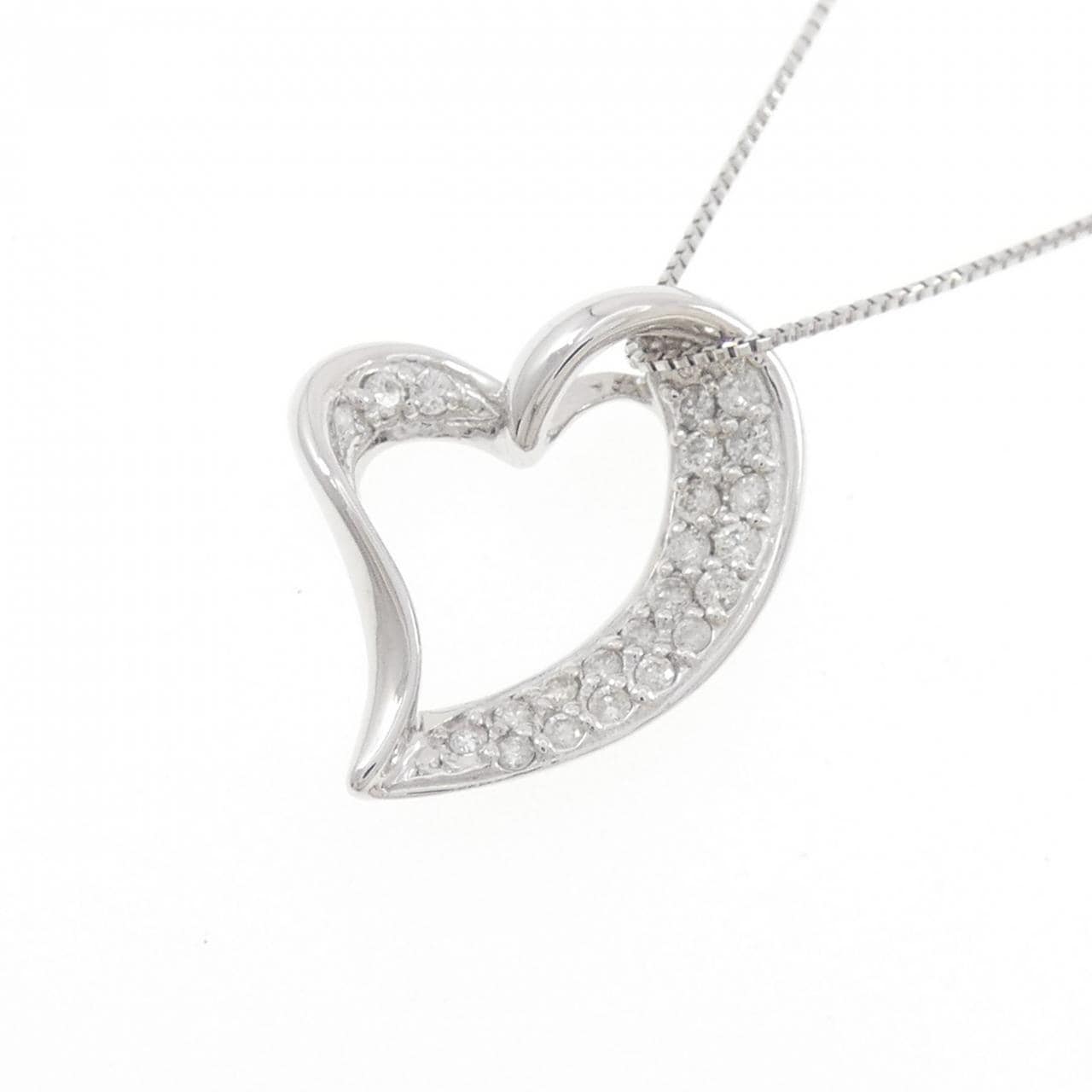 K18WG ハート ダイヤモンド ネックレス 0.20CT