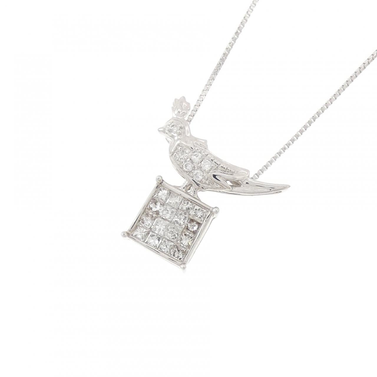K18WG バード ダイヤモンド ネックレス 0.25CT