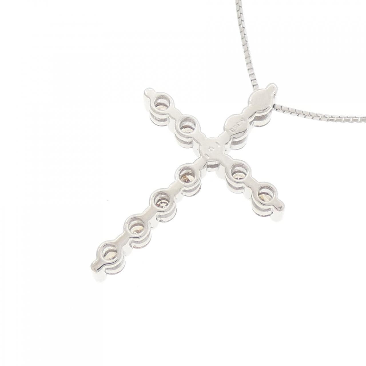 K18WG クロス ダイヤモンド ネックレス 1.01CT