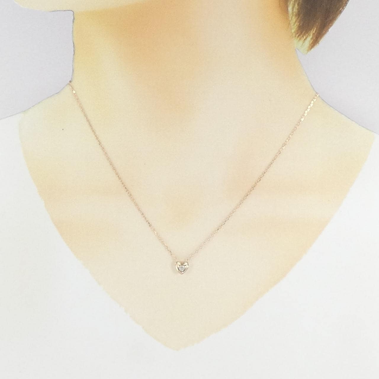 K10PG ハート ダイヤモンド ネックレス 0.07CT