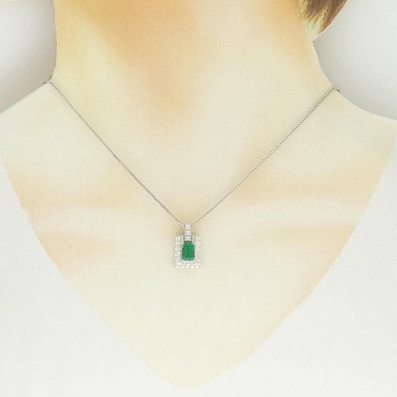PT900/PT850 エメラルド ネックレス 0.96CT コロンビア産