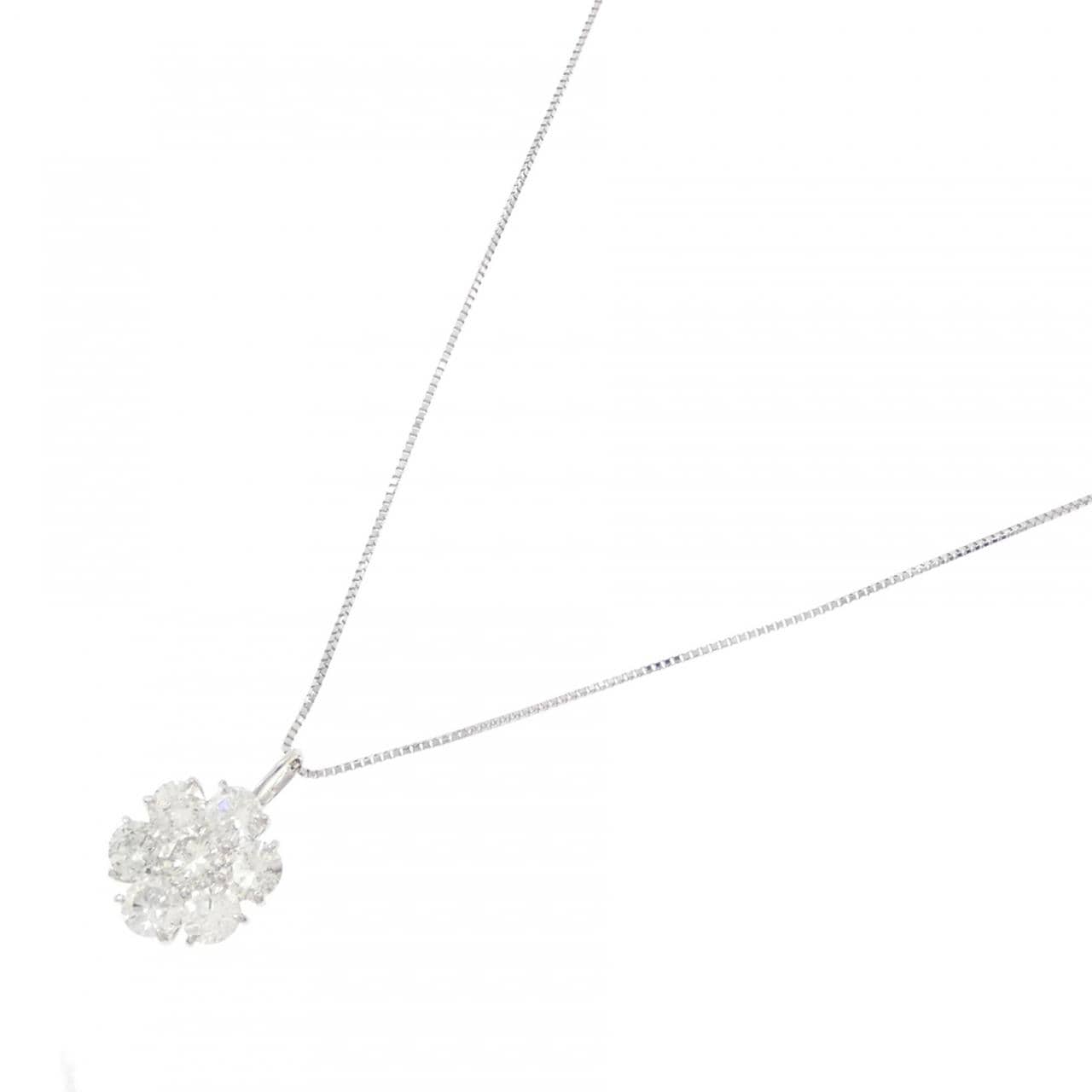 PT900/PT850 フラワー ダイヤモンド ネックレス 2.00CT