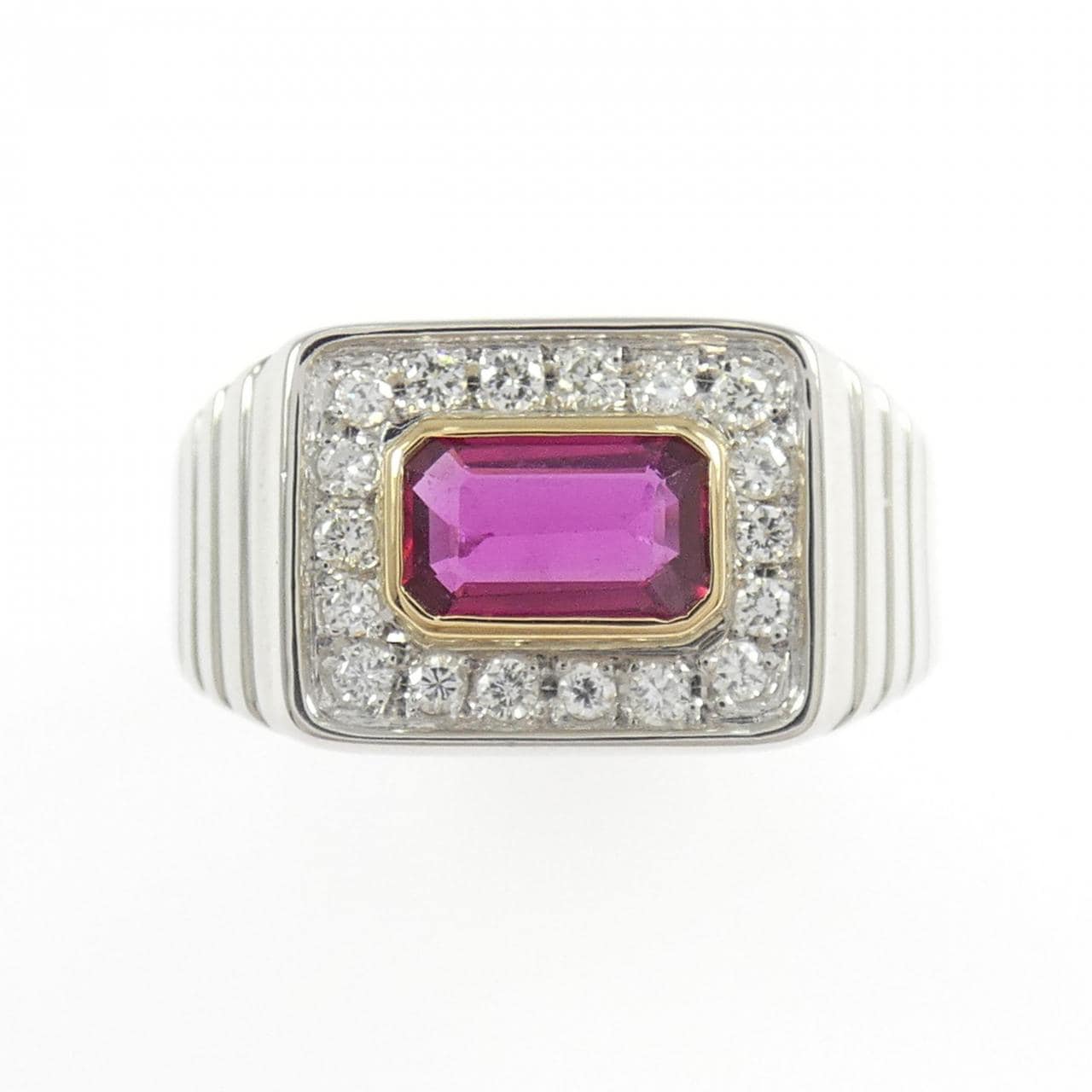 PT900/K18YG ルビー リング 0.67CT