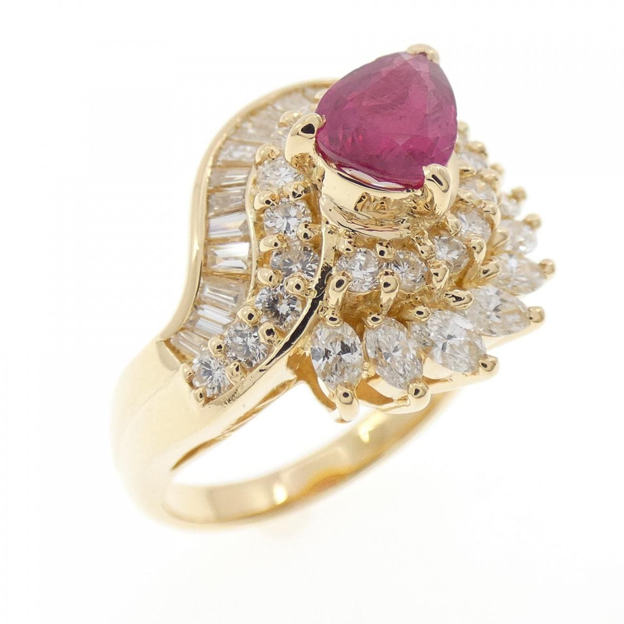 K18YG ルビー リング 0.89CT