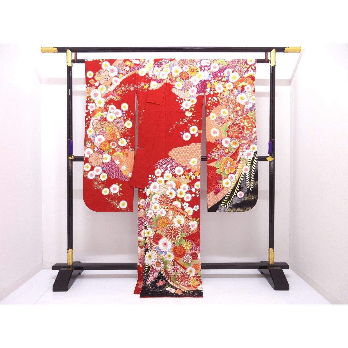 振袖　金通し絞り入　友禅金彩加工