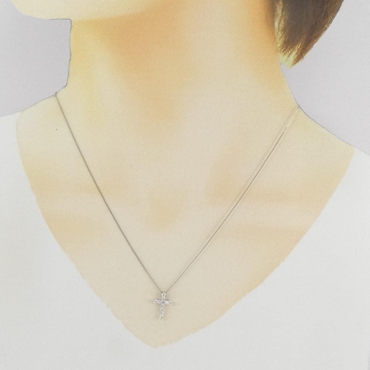 PT900/PT850 クロス ダイヤモンド ネックレス 0.30CT