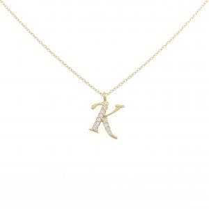 K18YG イニシャルK ダイヤモンド ネックレス 0.05CT