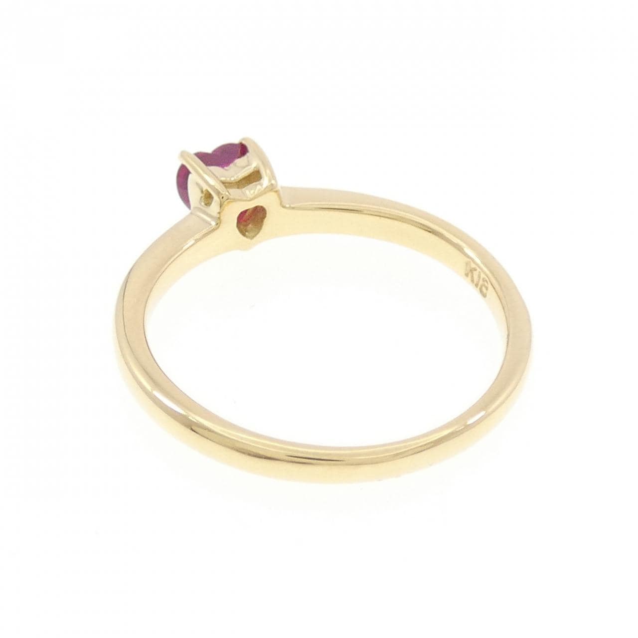 K18YG ハート ルビー リング