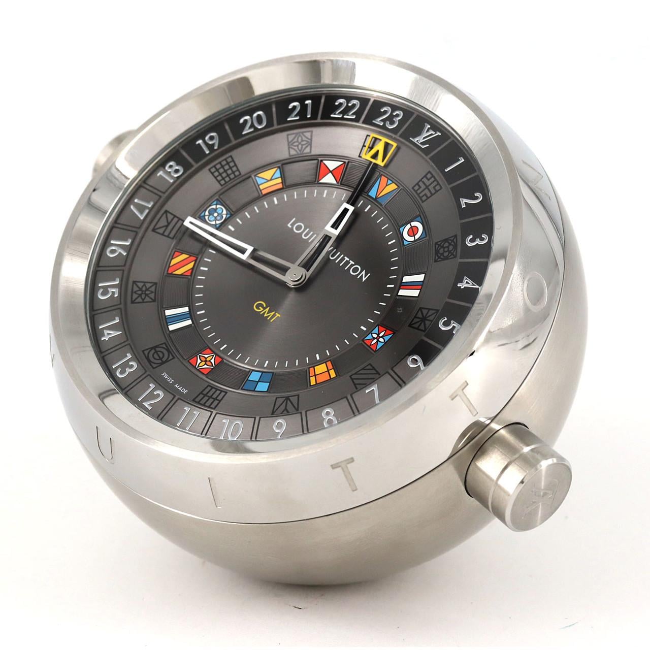 ルイヴィトン タンブールデュアルタイムテーブルクロックトランク Q1Q030 SS クォーツ