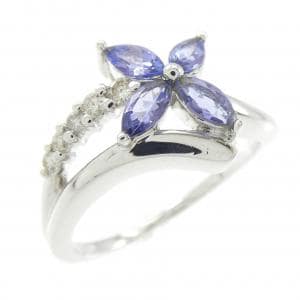 K18WG フラワー タンザナイト リング 0.70CT