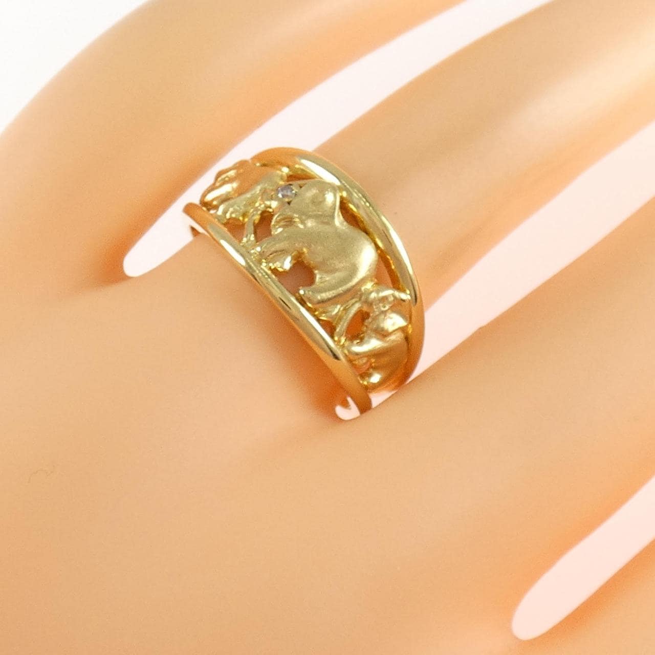 K18YG エレファント ダイヤモンド リング 0.01CT