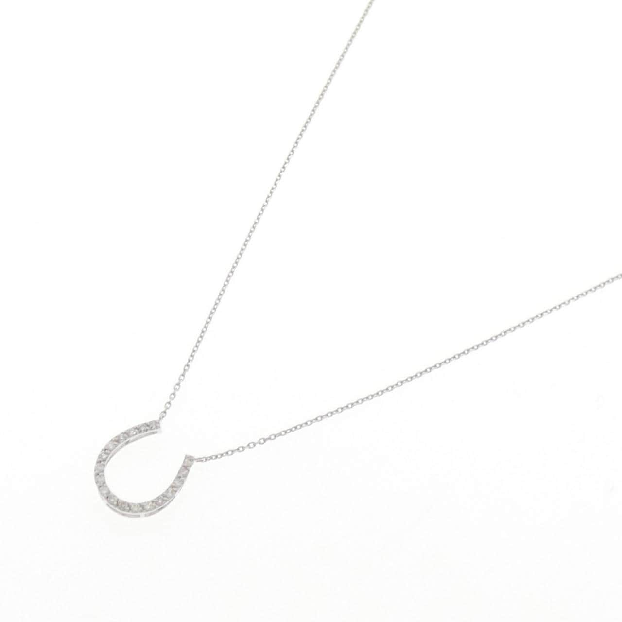 K18WG ホースシュー ダイヤモンド ネックレス 0.14CT