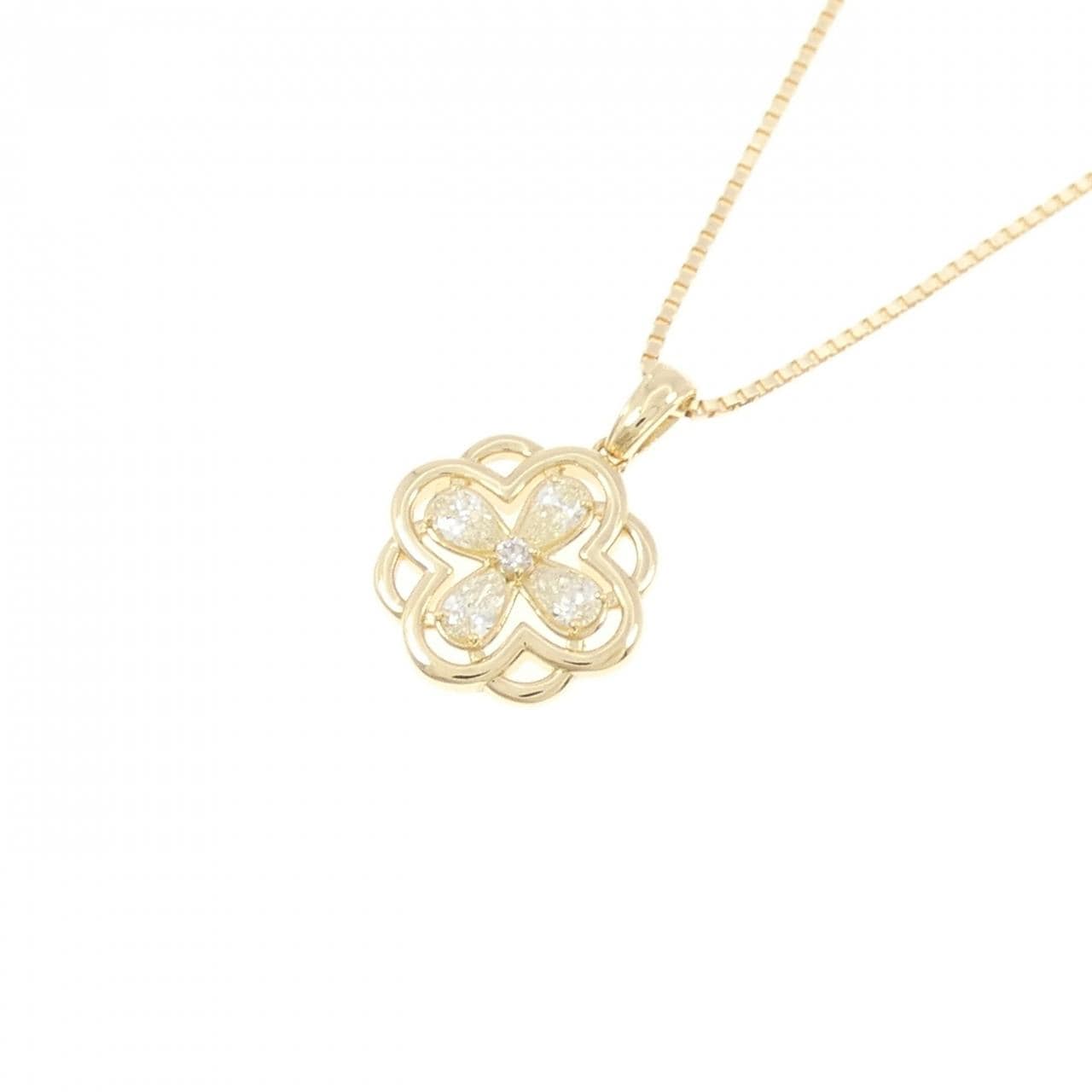 K18YG フラワー ダイヤモンド ネックレス 0.22CT