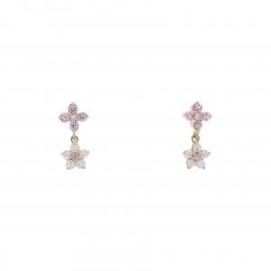K18PG フラワー サファイヤ ピアス 0.08CT